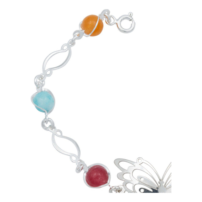 Pulsera Mariposa Primavera Piedra Natural Mujer Plata 925