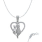 Collar Corazón Grande Gatos Zirconias Amor Regalo Plata 925