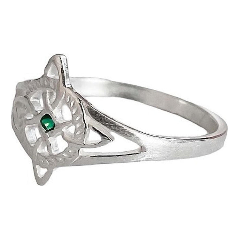 Anillo Nudo De Bruja Con Zirconia De Color Plata Solida 925