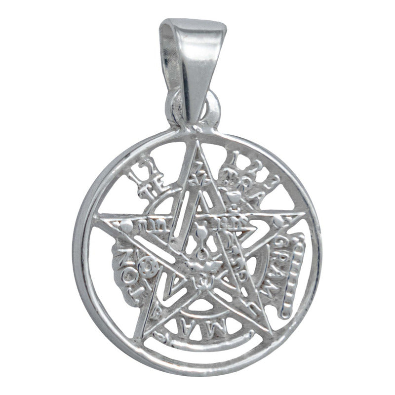 Dije Medalla Tetragramaton Mediana Detallada Plata 925 3.2cm Plateado
