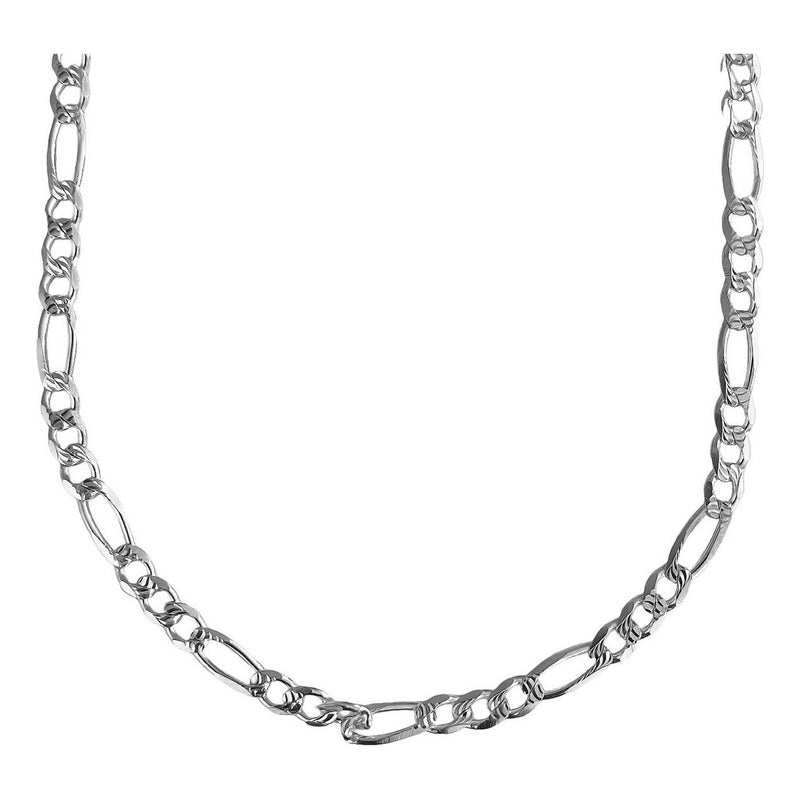 Cadena De Plata 925 Diamantada Hombre Fígaro 55 Cm X 5 Mm