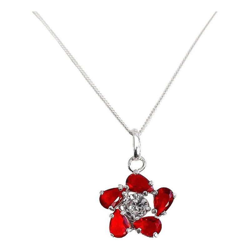 Collar Dije Flor Promesa Regalo Amor Mujer Plata Ley 925