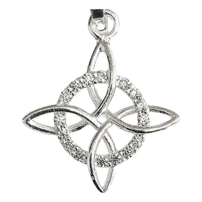 Pack 3 Nudo De Bruja Celta Con Zirconias Plata Ley S .925 - Blanco - 3.3 X 2.3 Cm