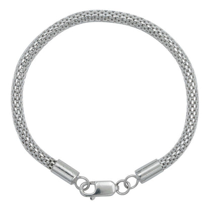 Pulsera Tejido Malla Regalo Hombre Mujer Plata 925 4 Mm