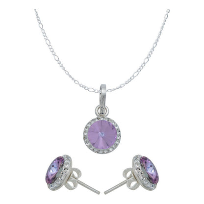 Juego De Cristal Dije Aretes Cadena Mujer Regalo Plata 925