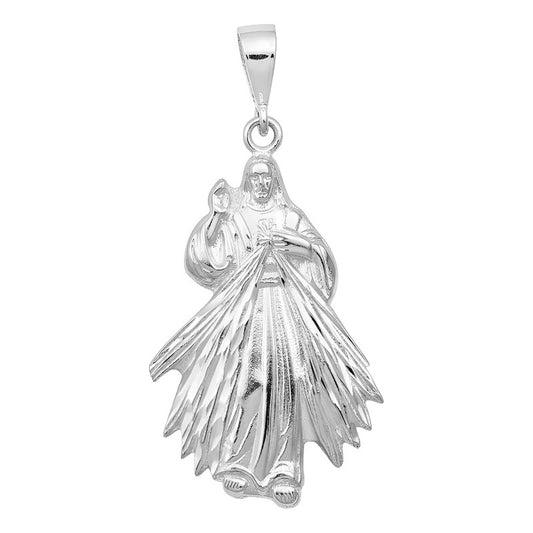 Dije Señor Misericordia Plata 925 Acabado Diamantado 4.5 Cm Plateado