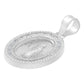 Dije Medalla Oval San Judas Zirconias Plata 925 1.4 Cm Blanco