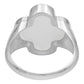 Anillo Grande Hombre Mujer Trebol Esmaltado Resina Plata 925 Blanco 7.5
