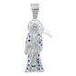 Dije Santa Muerte Guadaña Asa Lisa Zirconia Plata 925 5.8 Cm