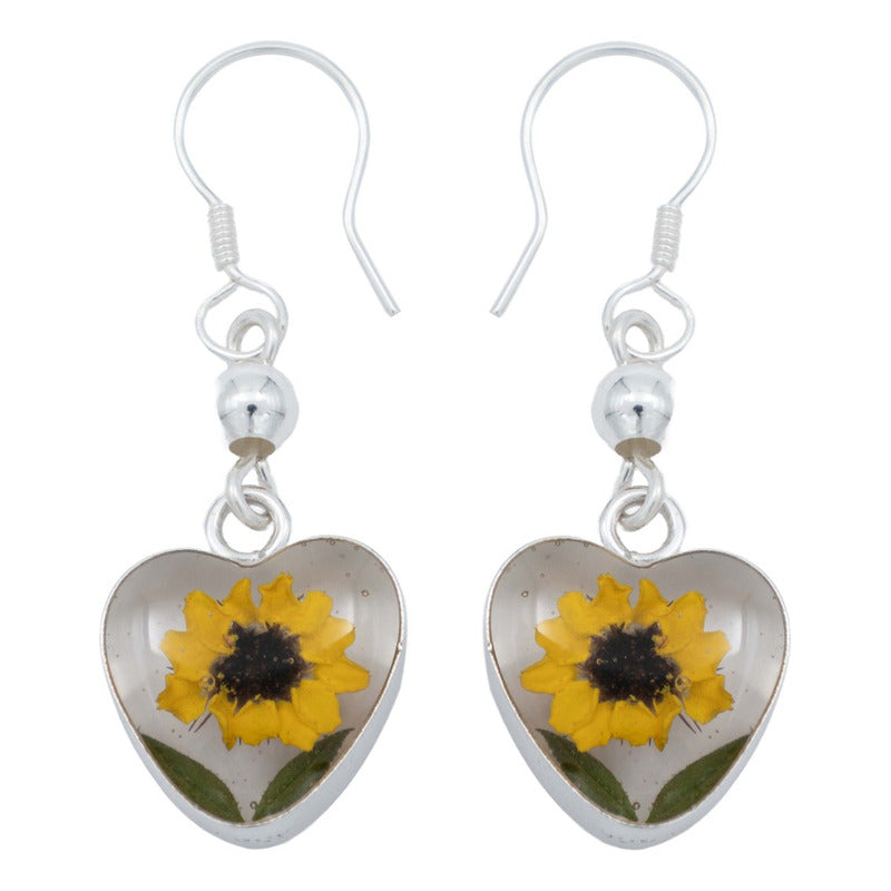 Aretes Girasol Encapsulado Amor Regalo Shrek Plata 925