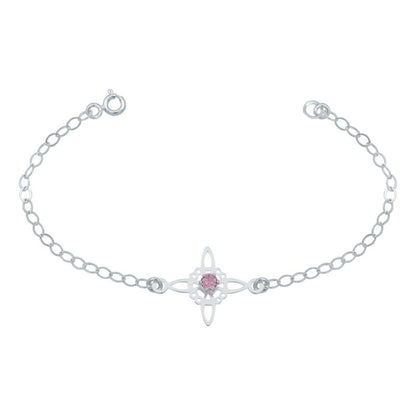 Pulsera Ajustable Nudo De Bruja Celta Zirconia Plata 925