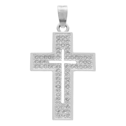 Dije Cruz Zirconias Hombre Mujer Regalo Plata 925 3.2 Cm