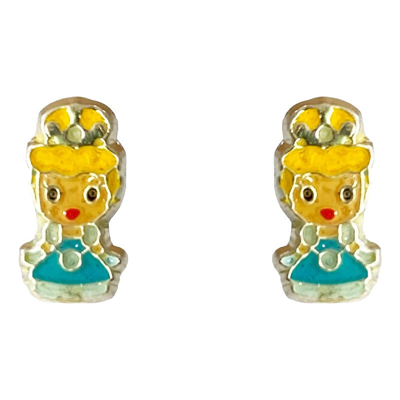 Aretes Broquel Arracadas Pendiente Princesas Plata 925
