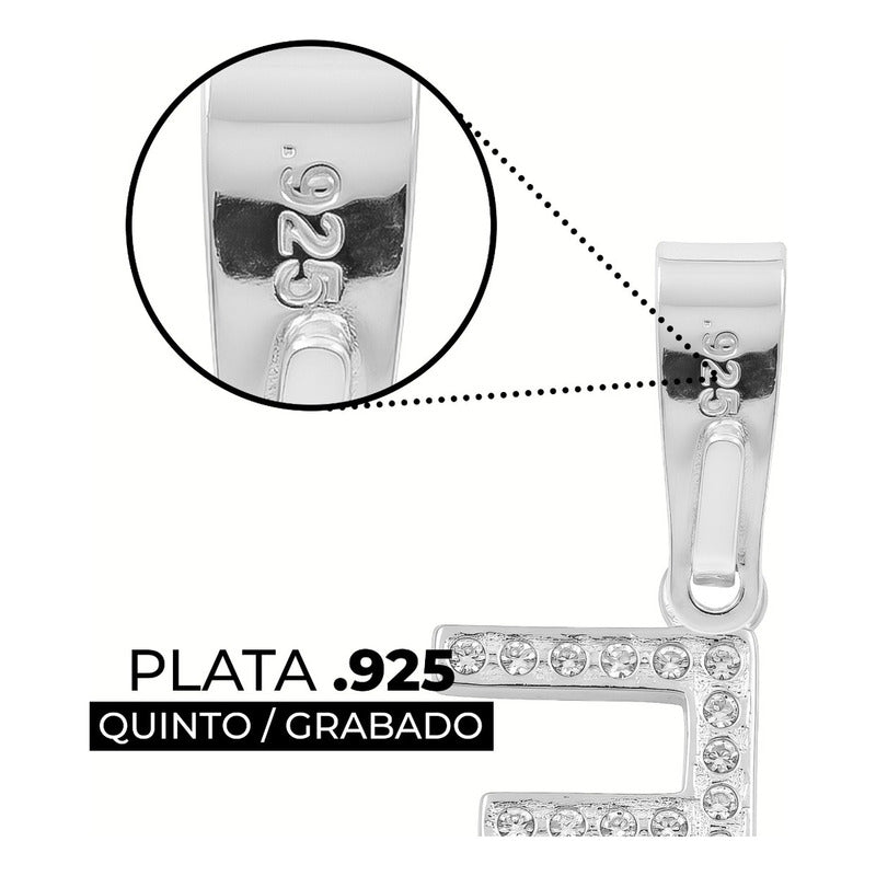 Dije Inicial De Plata 925 Zirconias  2 Cm Regalo Para Mujer F
