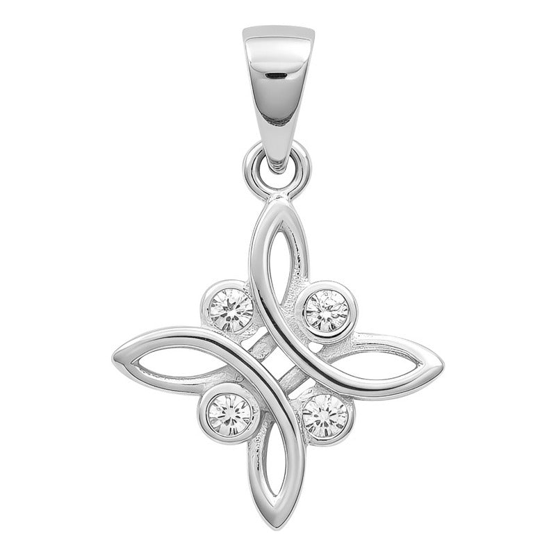 Dije Mini Nudo De Bruja Celta 4 Zirconias Mujer Plata 925 Blanco