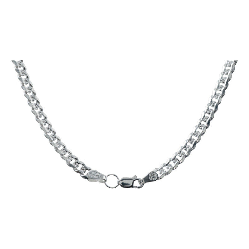 Cadena Cuba Cerrada Diamantada Hombre Plata 925 60 Cm X 5 Mm