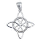 Dije Nudo De Bruja Celta Zirconia Premi + Cadena Plata .925 Blanco Barbada