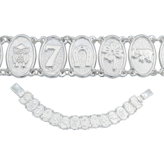 Pulsera De La Suerte Medallas Trebol Elefante Buho Plata 925