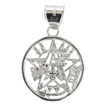 Dije Medalla Grande Tetragramaton Pentagrama Plata Ley 925