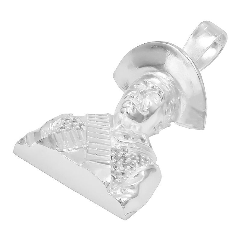 Dije Busto Emiliano Zapata Zirconias México Patria Plata 925 Plateado