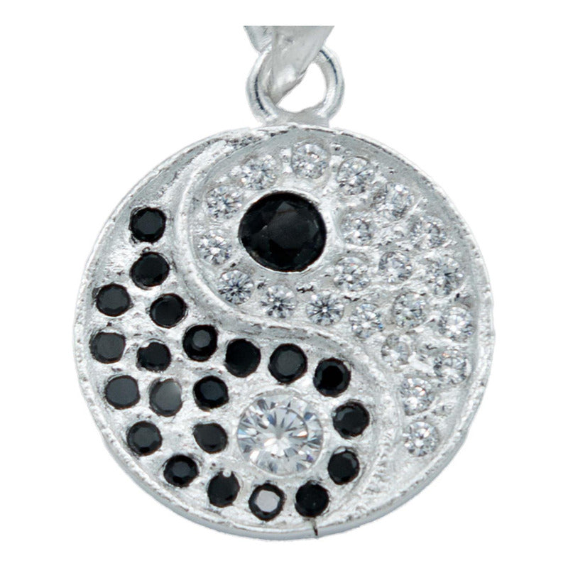 Collar Ying Yang Zirconias Equilibrio Plata Ley 925