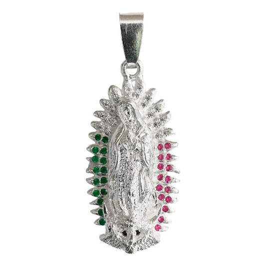 Dije Grande Virgen De Guadalupe Zirconias Plata 925