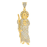 Dije Grande San Judas Tadeo Oro Laminado 14k Piedra 6.3 Cm Amarillo