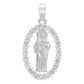 Dije San Judas Liso Borde Zirconias Unisex Plata 925 2.7 Cm
