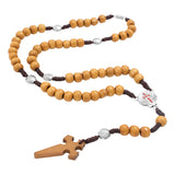 Rosario Madera Cruz Religion Conchas Camino De Santigo Metal Marrón Claro