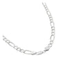 Cadena Figaro 3x1 Diamantada Hombre Plata 925 65 Cm X 7 Mm Plateado