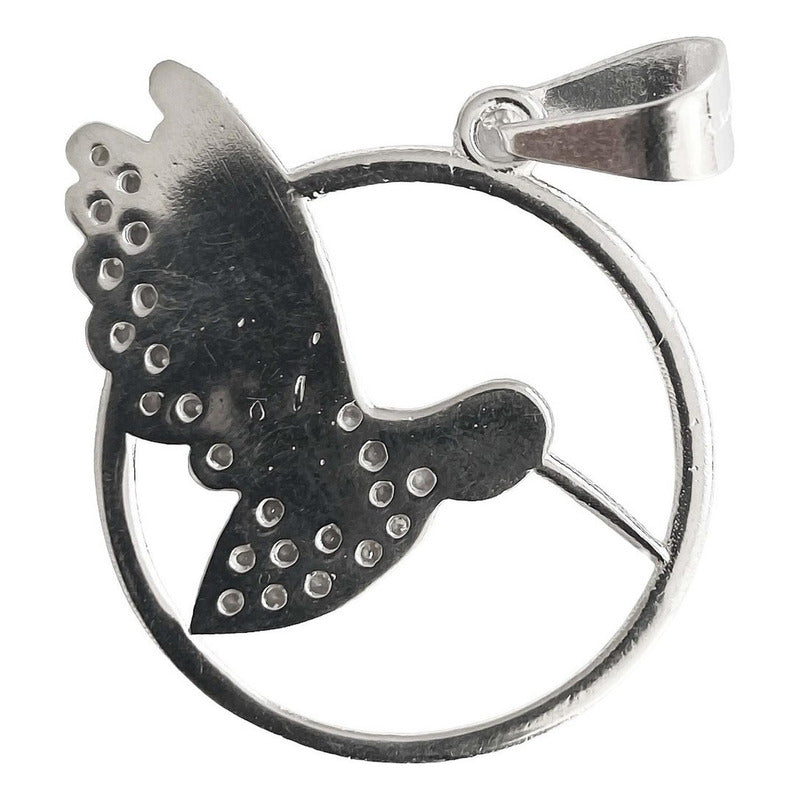 Dijes Colibrí Zirconias Con Circulo Plata Solida 925