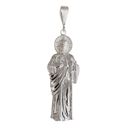Enorme Dije De San Judas 10 Cm Liso De Plata Ley 925