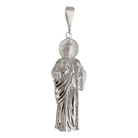 Enorme Dije De San Judas 10 Cm Liso De Plata Ley 925