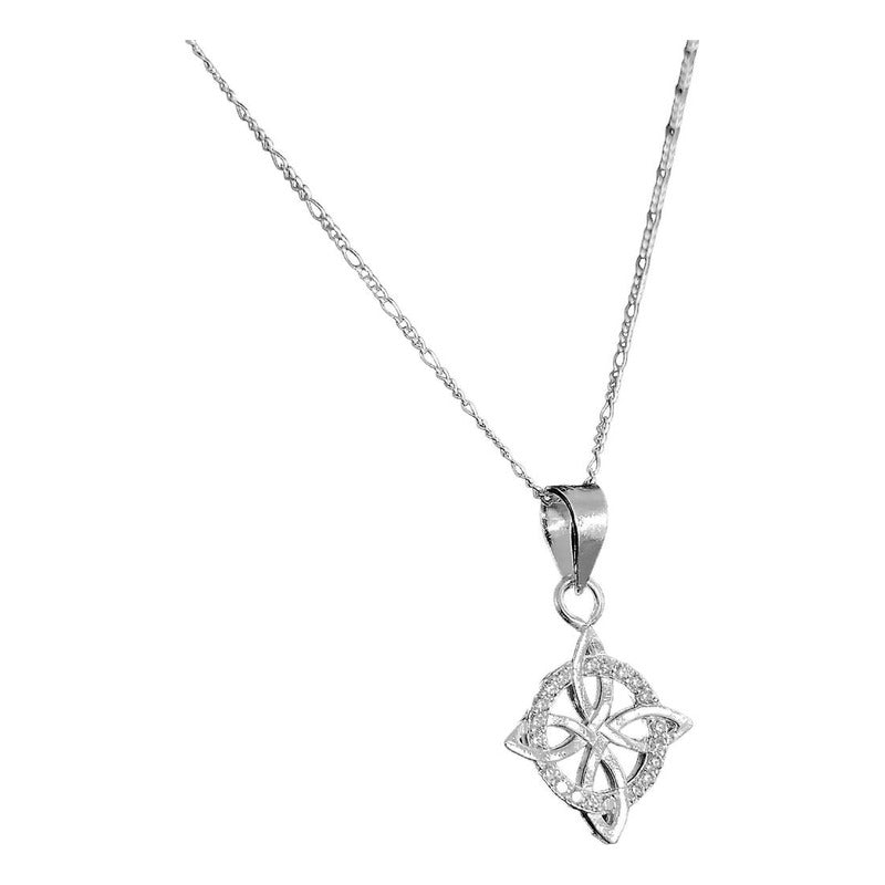 Collar Nudo De Bruja Celta Redondo Zirconias Plata Ley 925