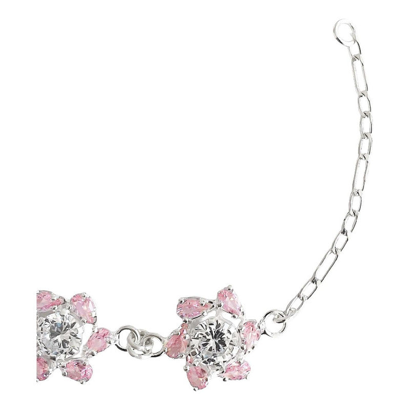 Pulsera Flores Con Zirconias Amor Regalo Plata Ley 925