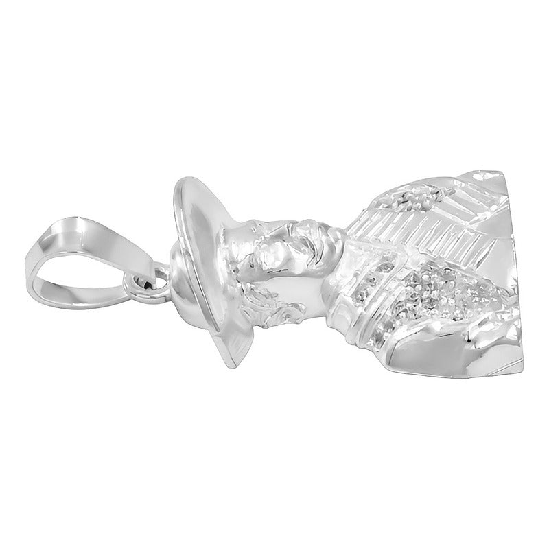 Dije Busto Emiliano Zapata Zirconias México Patria Plata 925 Plateado