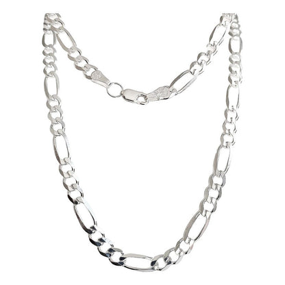 Cadena Gruesa De Plata 925 Hombre Fígaro 3x1 70 Cm X 6 Mm