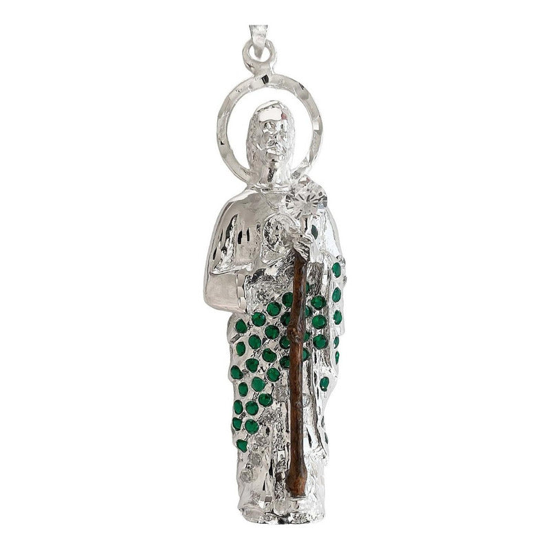 Enorme Dije De San Judas 9.5cm Con Zirconia De Plata Ley 925