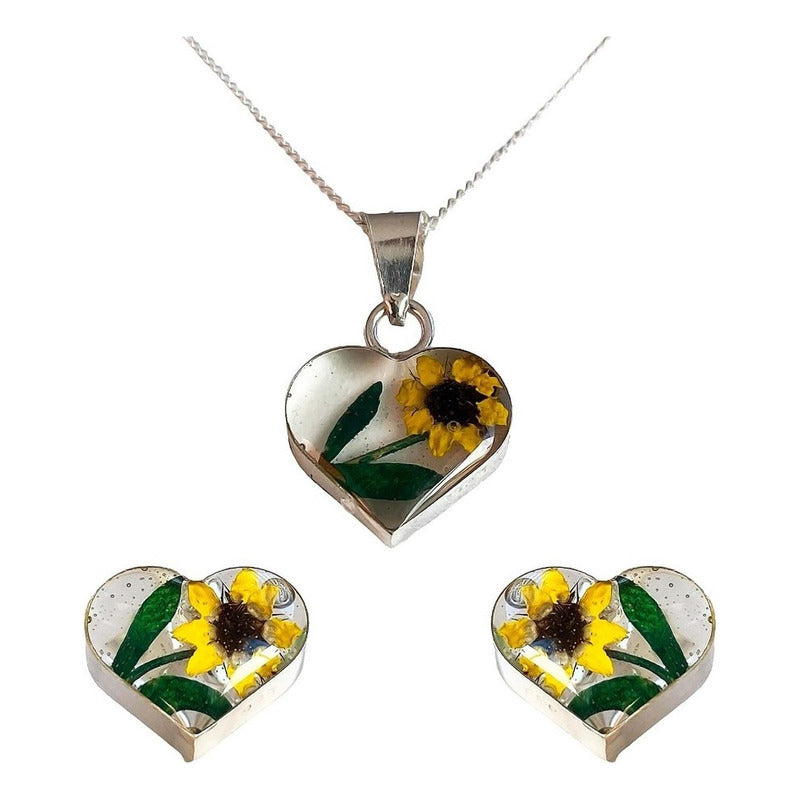 Shrek Aretes Collar Girasol Promesa Regalo Amor Plata S925