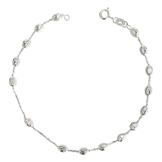 Tobillera Bola Con Eslabon Cuadrado Plata Ley 925