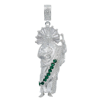 Dije Grande San Judas Zirconias Artesanal Plata 925 7.5 Cm