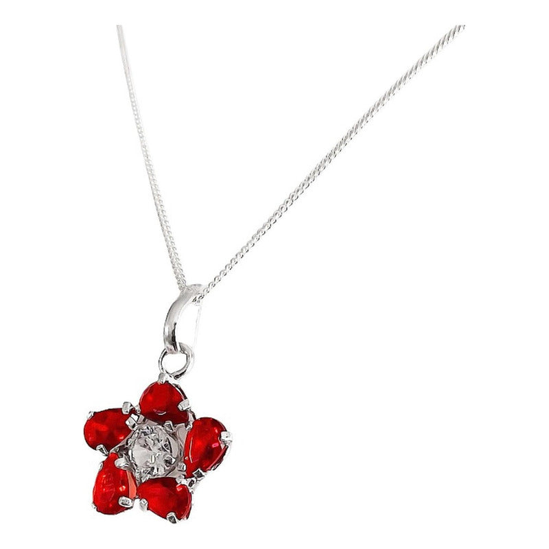 Collar Dije Flor Promesa Regalo Amor Mujer Plata Ley 925