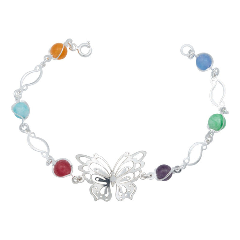 Pulsera Mariposa Primavera Piedra Natural Mujer Plata 925