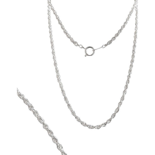 Collar Cadena Tejido Torzal Plata Fina Ley 925 55 Cm X 2 Mm