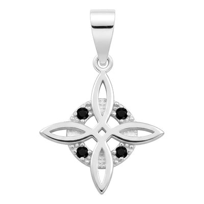 Dije Mini Nudo De Bruja De Plata 925 Con Zirconias 2.5 Cm Negro