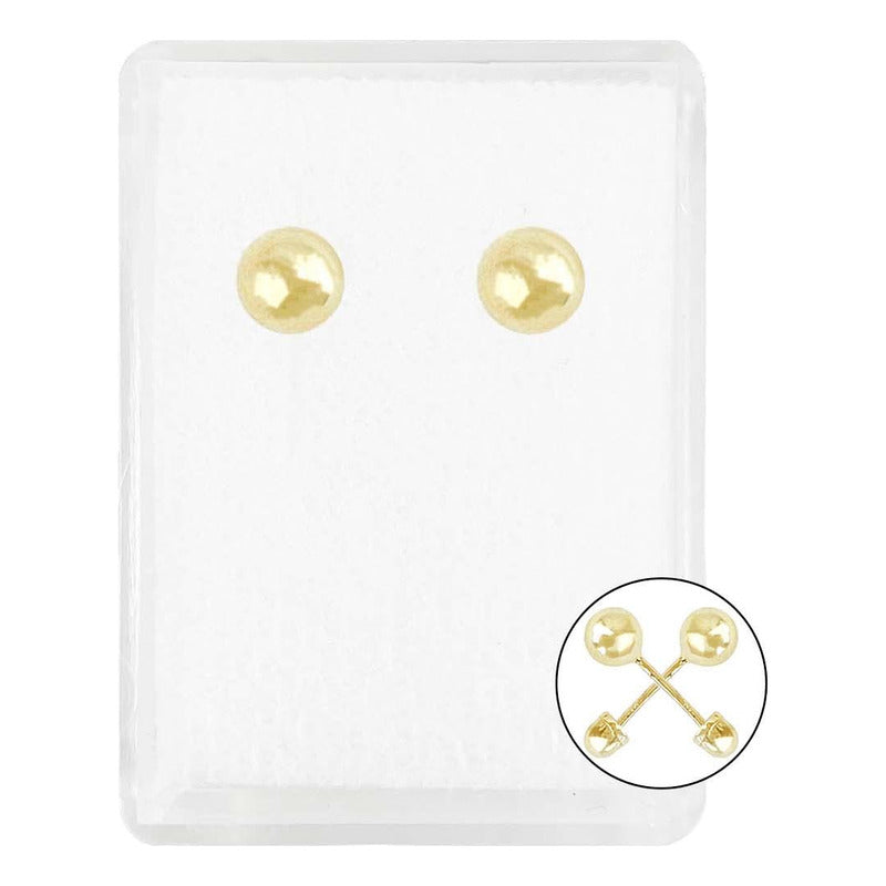 Arete Broquel Dormilona Bola Mujer Regalo #2 4 Mm Oro 10k