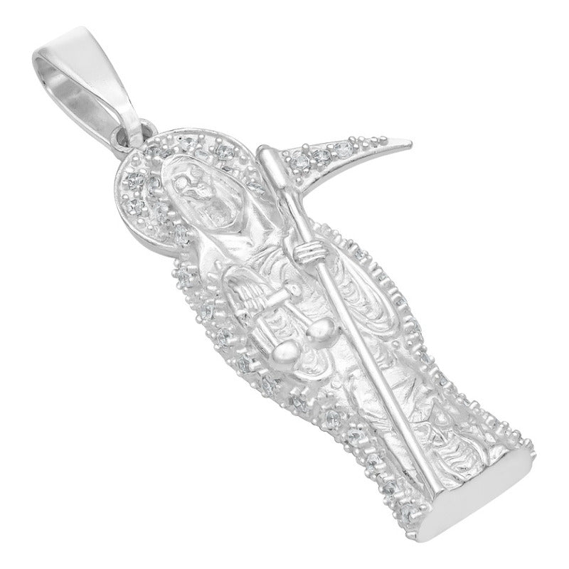 Joyaris Dije Santa Muerte Plata 925 Unisex Zirconias 45mm Plateado