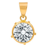 Dije Solitario De Oro 10k Con Zirconia Para Mujer (1.5 Cm) Blanco