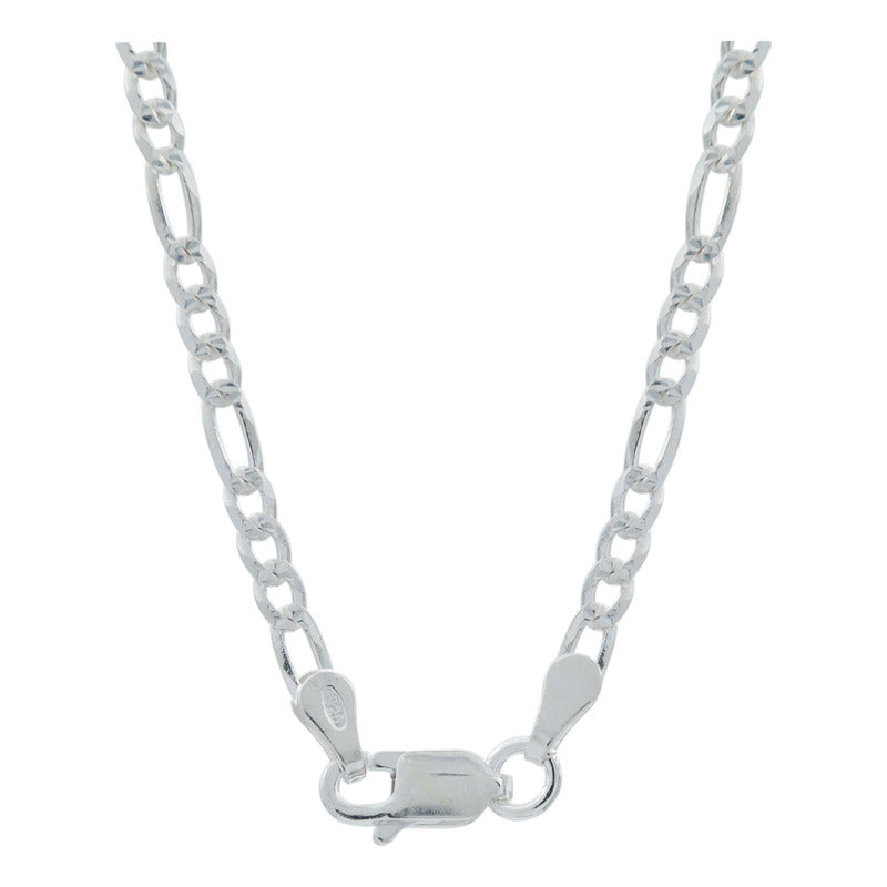 Cadena De Plata 925 Diamantada Hombre Fígaro 70 Cm X 6 Mm