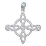 Dije Nudo De Bruja Premium Zirconias Lunas Mujer Plata 925 Blanco